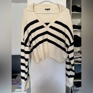 Cropped striped V neck sweater from Dynamite. Worn once.